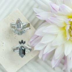 3.12 Carat Black Hexagon Diamond Engagement Ring, Eliza Setting, Platinum -Point No Point Studio Store 20230825 SFS0072