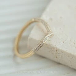 Diamond V Band, Juliette Setting, 14K Yellow Gold 9 Diamond V Band, Juliette Setting, 14K Yellow Gold -Point No Point Studio Store 20230825 SFS0077 1