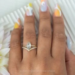 Diamond V Band, Juliette Setting, 14K Yellow Gold 8 Diamond V Band, Juliette Setting, 14K Yellow Gold -Point No Point Studio Store 20230825 SFS0080