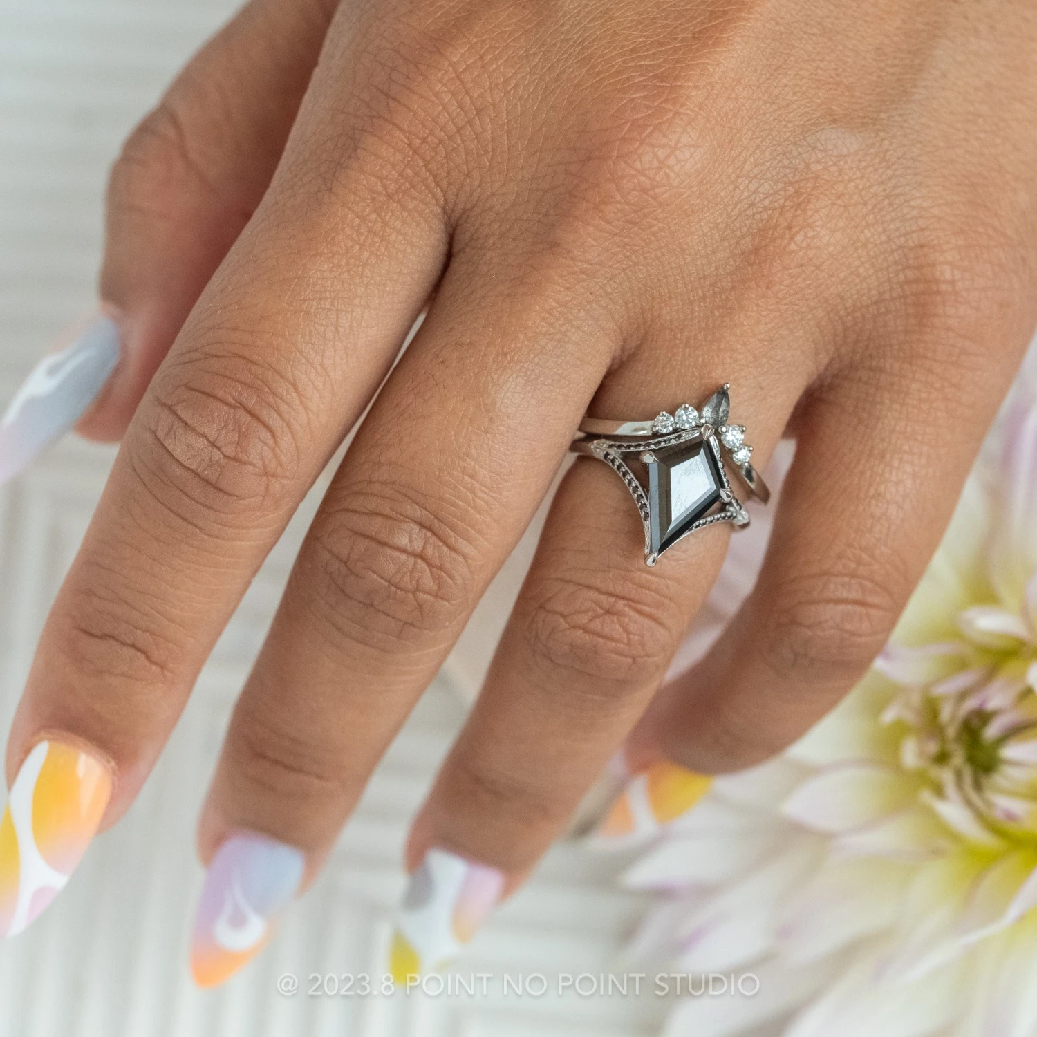 1.34 Carat Black Kite Moissanite Engagement Ring, Mackenzie Setting, Platinum 2 1.34 Carat Black Kite Moissanite Engagement Ring, Mackenzie Setting, Platinum - Image 2