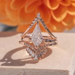 2 Carat Kite Moissanite Engagement Ring, Lark Setting, 14K Rose Gold -Point No Point Studio Store 20230908 SFS0077 889fa5d4 3100 49a2 9e5c 93dd28c7f253