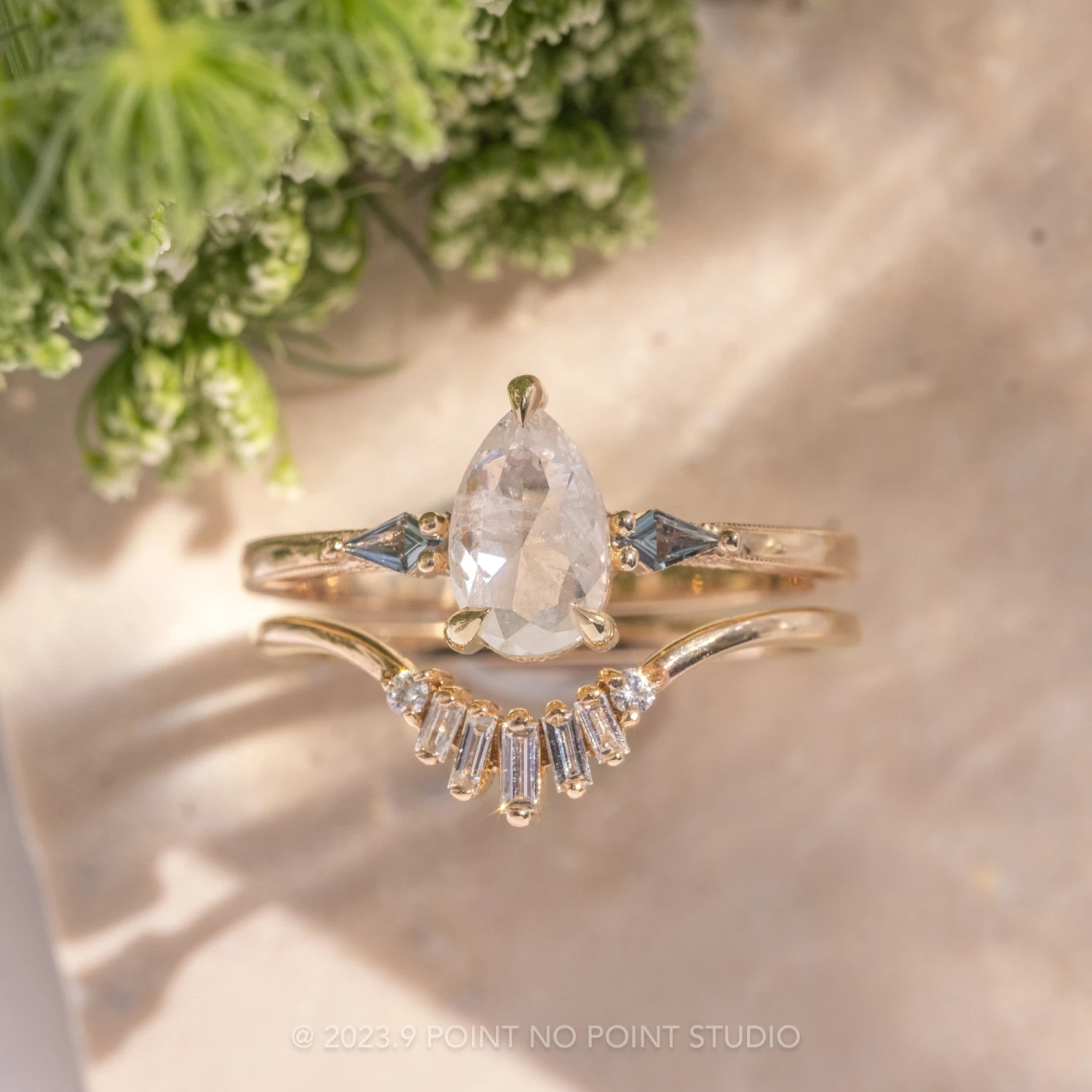 1.44 Carat Icy White Pear Diamond Engagement Ring, Vintage Zoe Setting, 14K Yellow Gold 3 1.44 Carat Icy White Pear Diamond Engagement Ring, Vintage Zoe Setting, 14K Yellow Gold - Image 3