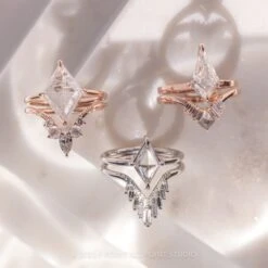 2 Carat Kite Moissanite Engagement Ring, Lark Setting, 14K Rose Gold -Point No Point Studio Store 20230908 SFS0101 3f27aaa7 6880 4b55 9237 a75b2132789a