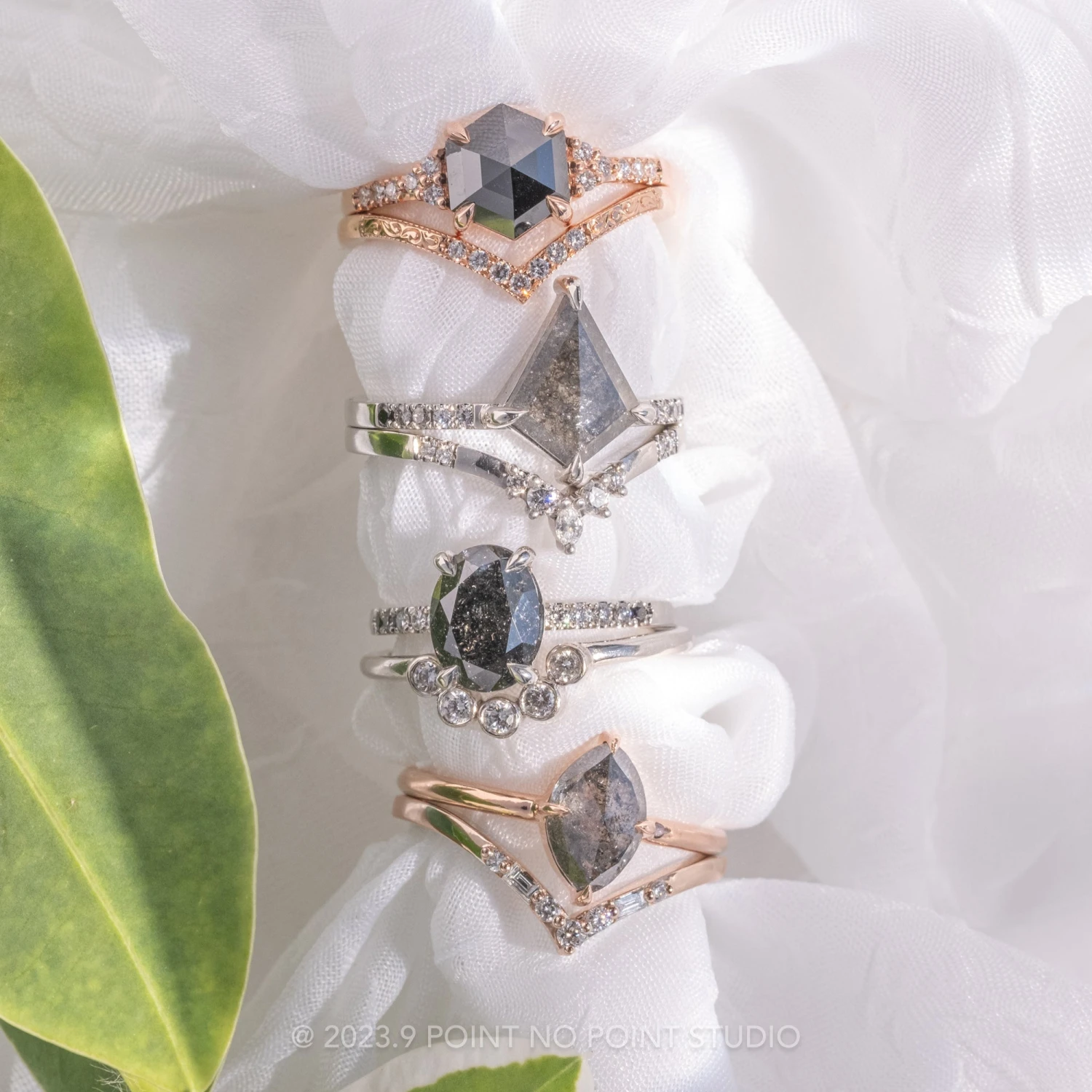 1.72 Carat Black Speckled Oval Diamond Engagement Ring, Ombre Jules Setting, Platinum 4 1.72 Carat Black Speckled Oval Diamond Engagement Ring, Ombre Jules Setting, Platinum - Image 4