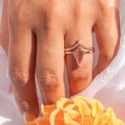 White Diamond Wedding Band, Robin Setting, 14K Rose Gold -Point No Point Studio Store 20230908 SFS0119