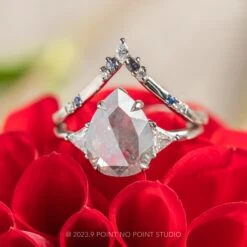 2.53 Carat Salt And Pepper Pear Diamond Engagement Ring, Zoe Setting, 14k White Gold -Point No Point Studio Store 20230919 SFS0094 d1dc5093 8b05 4699 a707 edc48c8a1575