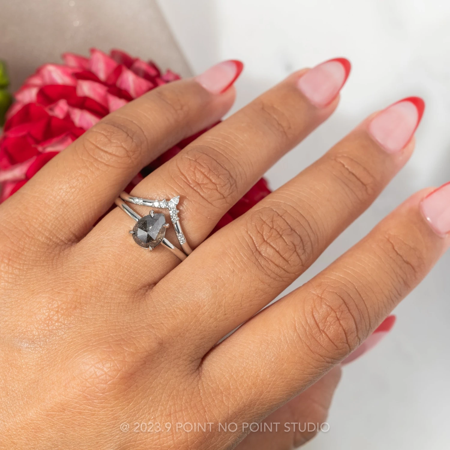 1.99 Carat Black Pear Diamond Engagement Ring, Jane Setting, Platinum 2 1.99 Carat Black Pear Diamond Engagement Ring, Jane Setting, Platinum - Image 2