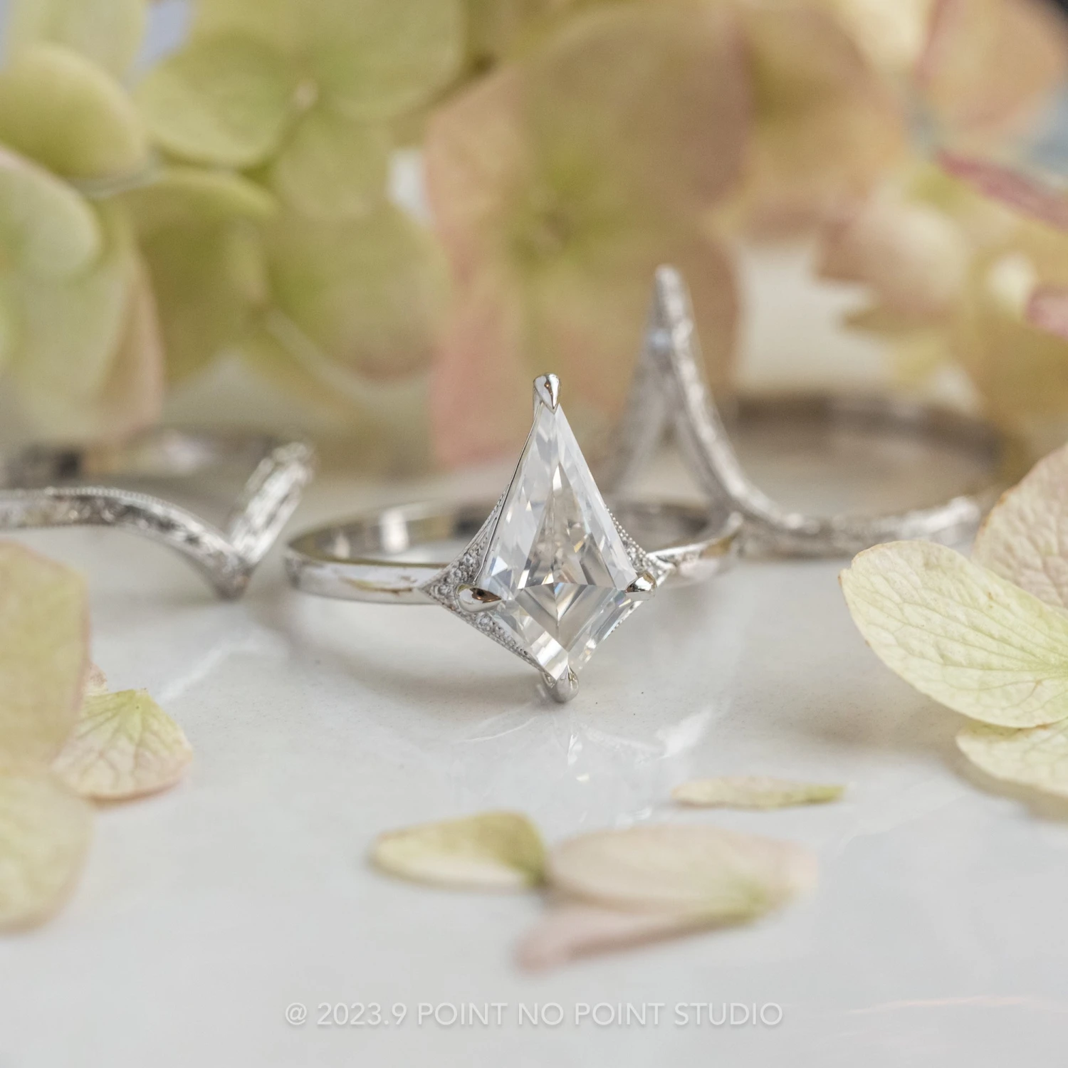 1.31 Carat Kite Moissanite And Diamond Engagement Ring, Aela Setting, Platinum 3 1.31 Carat Kite Moissanite And Diamond Engagement Ring, Aela Setting, Platinum - Image 3