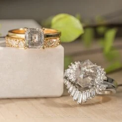 3.16 Carat Salt And Pepper Hexagon Diamond Engagement Ring, Monarch Setting, Platinum 9 3.16 Carat Salt And Pepper Hexagon Diamond Engagement Ring, Monarch Setting, Platinum -Point No Point Studio Store 20231013 SFS0036