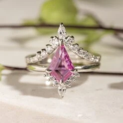 3.41 Carat Pink Kite Sapphire Engagement Ring, Ava Setting, Platinum -Point No Point Studio Store 20231013 SFS0038 1