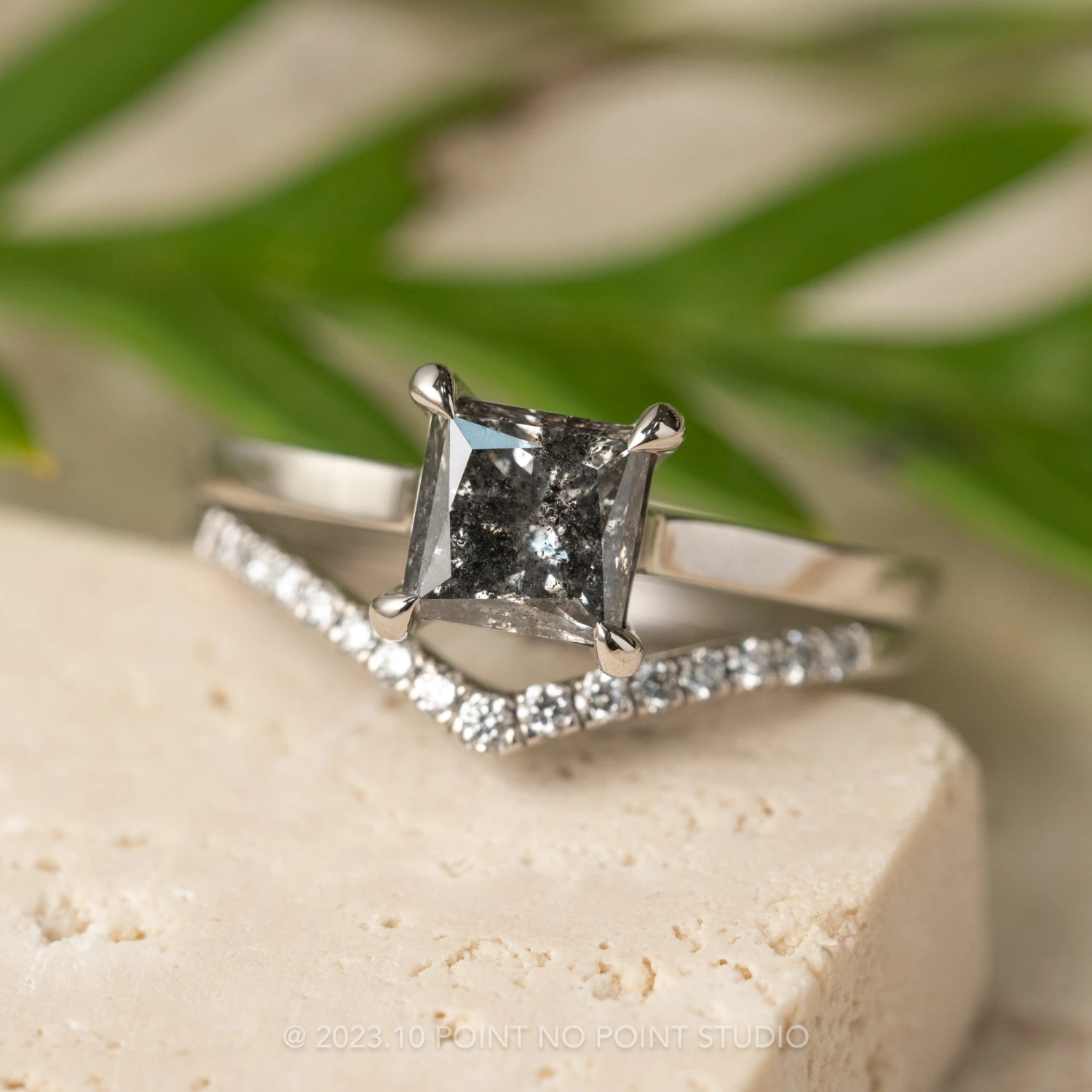 1.25 Carat Salt And Pepper Princess Cut Diamond Engagement Ring, Lark Setting, Platinum 3 1.25 Carat Salt And Pepper Princess Cut Diamond Engagement Ring, Lark Setting, Platinum - Image 3