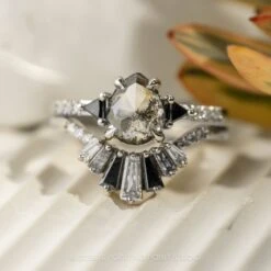 1.71 Carat Salt And Pepper Pear Diamond Engagement Ring, Eliza Setting, Platinum 8 1.71 Carat Salt And Pepper Pear Diamond Engagement Ring, Eliza Setting, Platinum -Point No Point Studio Store 20231020 SFS0082