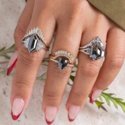 3.04 Carat Black Speckled Hexagon Diamond Engagement Ring, Split Shank Zoe Setting, Platinum 10 3.04 Carat Black Speckled Hexagon Diamond Engagement Ring, Split Shank Zoe Setting, Platinum -Point No Point Studio Store 20231102 SFS0045 ca2c9311 ea87 4241 980e 3bd620faf1f0