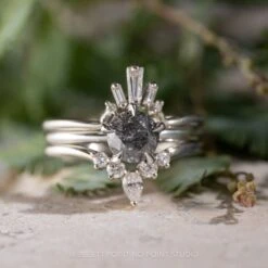 1.04 Carat Salt And Pepper Round Diamond Engagement Ring, Tulip Jane Setting, Platinum -Point No Point Studio Store 20231110 SFS0072 91a68a6f 27ff 4e69 b344 c284bef22957