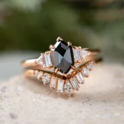 1.49 Carat Black Hexagon Diamond Engagement Ring, Beatrice Setting, 14K Rose Gold -Point No Point Studio Store 20231110 SFS0094 df1b2e67 3d30 4c43 8c1d 978ad4623e78