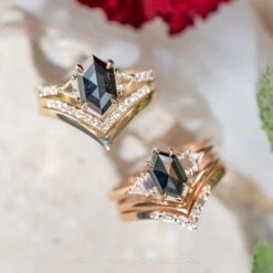 1.49 Carat Black Hexagon Diamond Engagement Ring, Beatrice Setting, 14K Rose Gold -Point No Point Studio Store 20231110 SFS0104 0ede9011 f83c 4daa 8969 fb2a3c3564d1