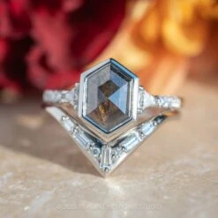 1.60 Carat Black Speckled Hexagon Diamond Engagement Ring, Bezel Eliza Setting, 14k White Gold 8 1.60 Carat Black Speckled Hexagon Diamond Engagement Ring, Bezel Eliza Setting, 14k White Gold -Point No Point Studio Store 20231117 SFS0110 47e2bbe7 f265 4bca 8200 bc7ab2c31015