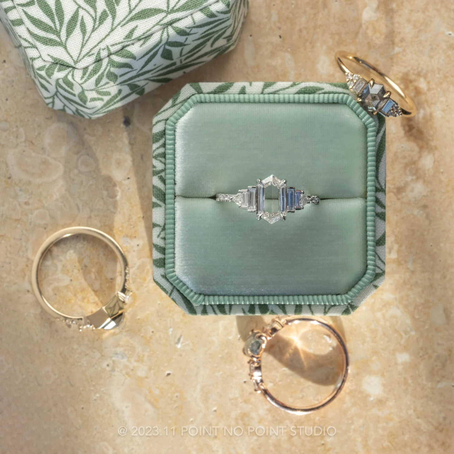 1.60 Carat Clear Hexagon Diamond Engagement Ring, Betty Setting, Platinum 4 1.60 Carat Clear Hexagon Diamond Engagement Ring, Betty Setting, Platinum - Image 4