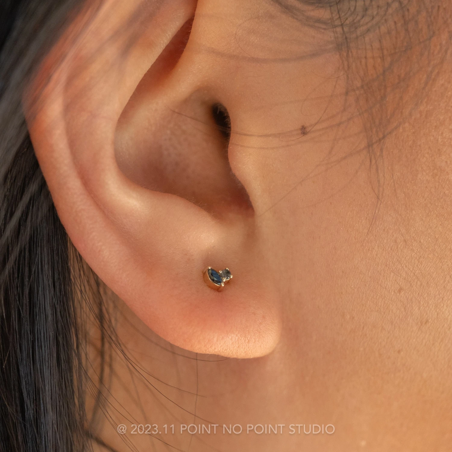 .13tcw Ombre Diamond Studs, 14k Yellow Gold Earrings 2 .13tcw Ombre Diamond Studs, 14k Yellow Gold Earrings - Image 2