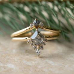 .74 Carat Salt And Pepper Lozenge Diamond Engagement Ring, Ava Setting, 14K Yellow Gold 8 .74 Carat Salt And Pepper Lozenge Diamond Engagement Ring, Ava Setting, 14K Yellow Gold -Point No Point Studio Store 20231121 SFS0047