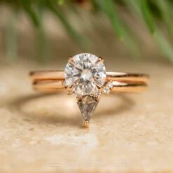 1.5 Carat Round Moissanite Engagement Ring, Jane Setting, 14k Rose Gold -Point No Point Studio Store 20231201 SFS0158