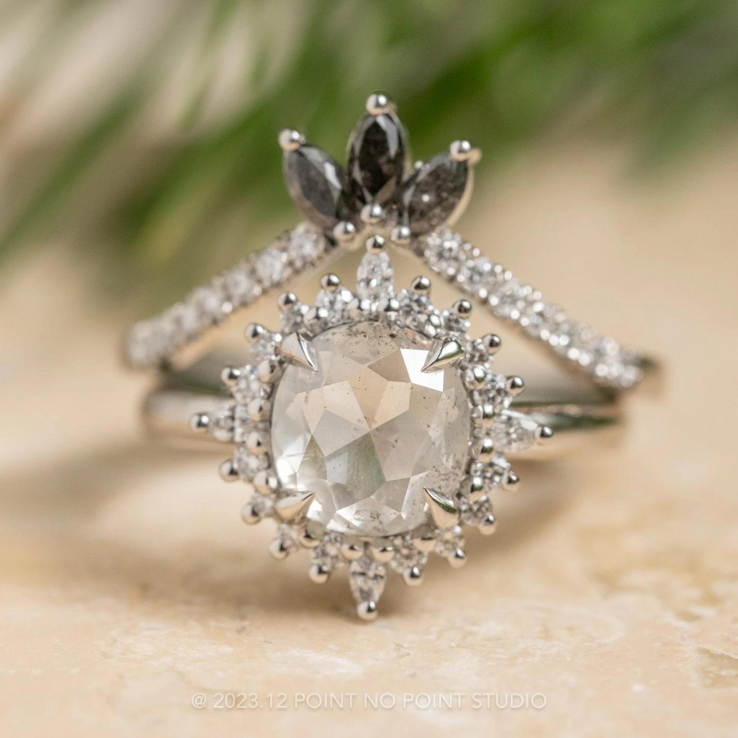 1.37 Carat Icy Salt And Pepper Cushion Diamond Engagement Ring, Cosette Setting, Platinum 3 1.37 Carat Icy Salt And Pepper Cushion Diamond Engagement Ring, Cosette Setting, Platinum - Image 3