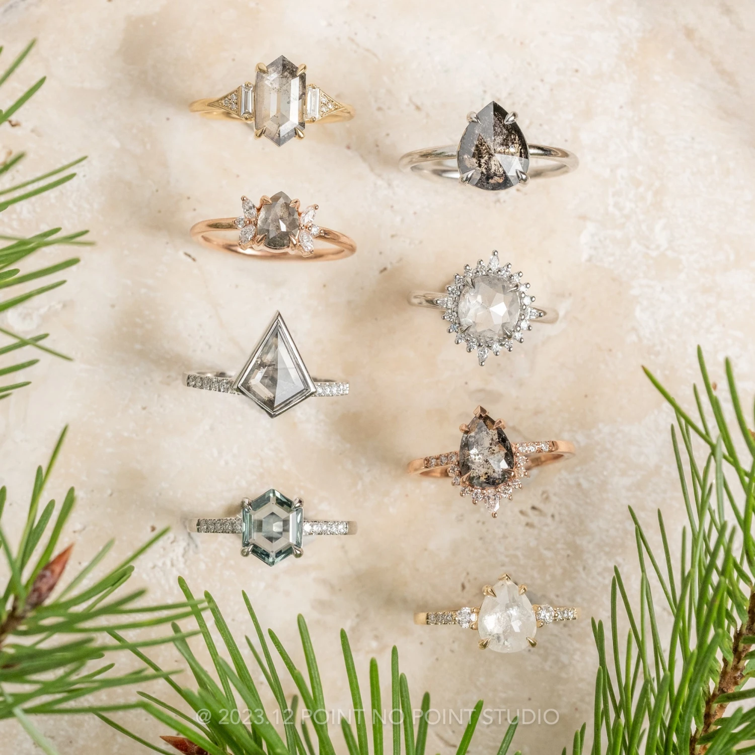 1.16 Carat Black Speckled Pear Diamond Engagement Ring, Jane Setting, 14k White Gold 4 1.16 Carat Black Speckled Pear Diamond Engagement Ring, Jane Setting, 14k White Gold - Image 4