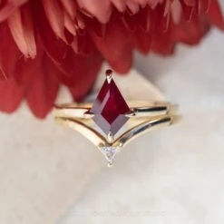 1.50 Carat Kite Ruby Engagement Ring, Lark Setting, 14k Yellow Gold 8 1.50 Carat Kite Ruby Engagement Ring, Lark Setting, 14k Yellow Gold -Point No Point Studio Store 20231208 SFS0048