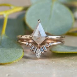 1.01 Carat Icy Orange Salt And Pepper Kite Diamond Engagement Ring, Jane Setting, 14k Rose Gold -Point No Point Studio Store 20231208 SFS0049