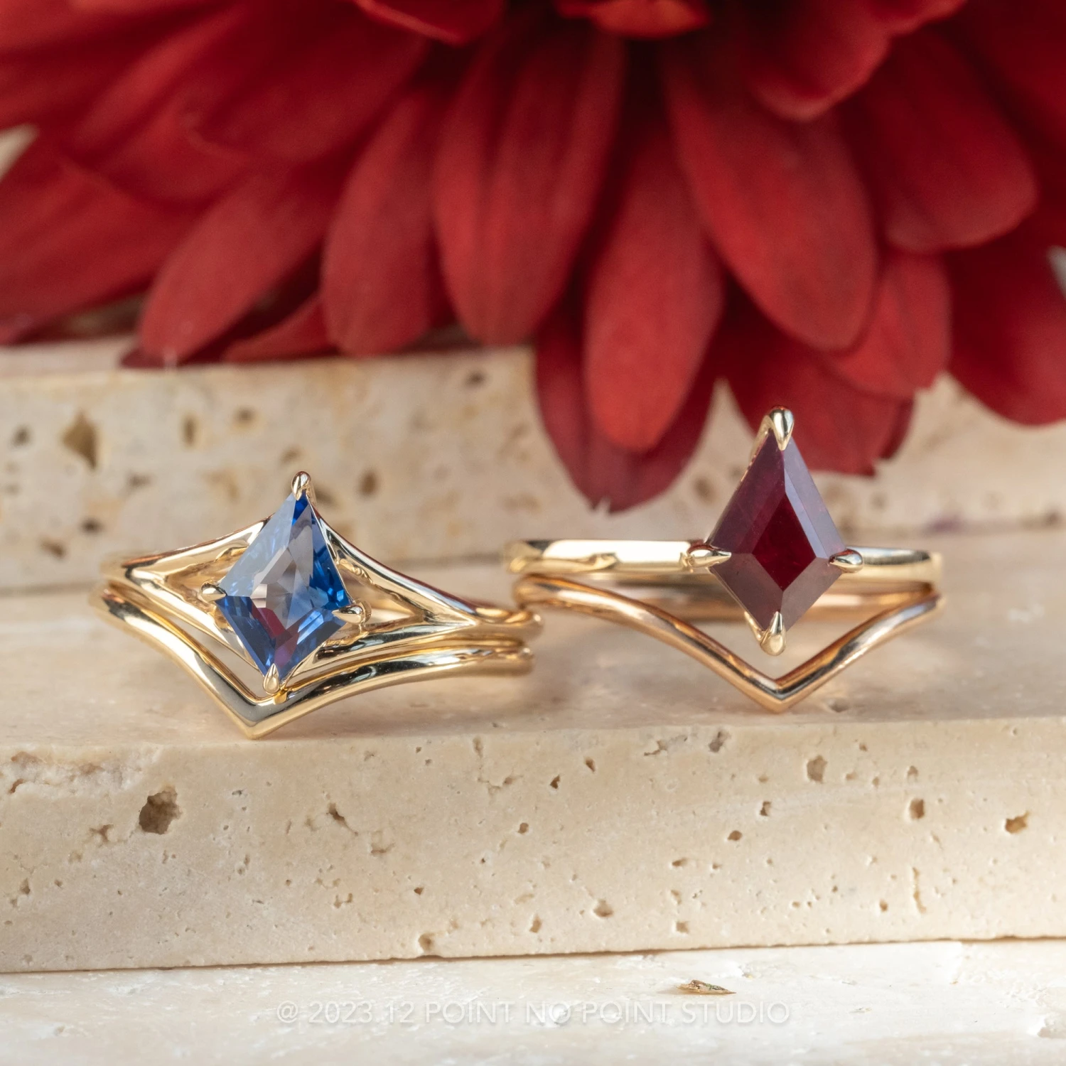 1.50 Carat Kite Ruby Engagement Ring, Lark Setting, 14k Yellow Gold 4 1.50 Carat Kite Ruby Engagement Ring, Lark Setting, 14k Yellow Gold - Image 4