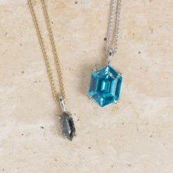 4.99 Carat Blue Hexagon Zircon Necklace, 14k White Gold -Point No Point Studio Store 20231214 SFS0141 561ac413 49d0 4bc5 be23 4308eb2bdd50