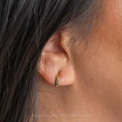 Knife Edge Huggie Earrings, 14k Yellow Gold 5 Knife Edge Huggie Earrings, 14k Yellow Gold -Point No Point Studio Store 20231214 SFS0181