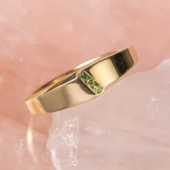 Green Diamond Mens Wedding Ring, 14K Yellow Gold 7 Green Diamond Mens Wedding Ring, 14K Yellow Gold -Point No Point Studio Store 20231222 SFS0075