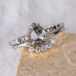 1.18 Carat Salt And Pepper Pear Diamond Engagement Ring, Ombre Jules Setting, 14K White Gold -Point No Point Studio Store 20240105 SFS0094 1