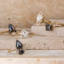 1.57 Carat Lozenge Moissanite And Diamond Engagement Ring, Thistle Setting, 14k Yellow Gold -Point No Point Studio Store 20240105 SFS0100 Edit de83bb14 35e6 48d8 aaa8 b46a2ea3099d