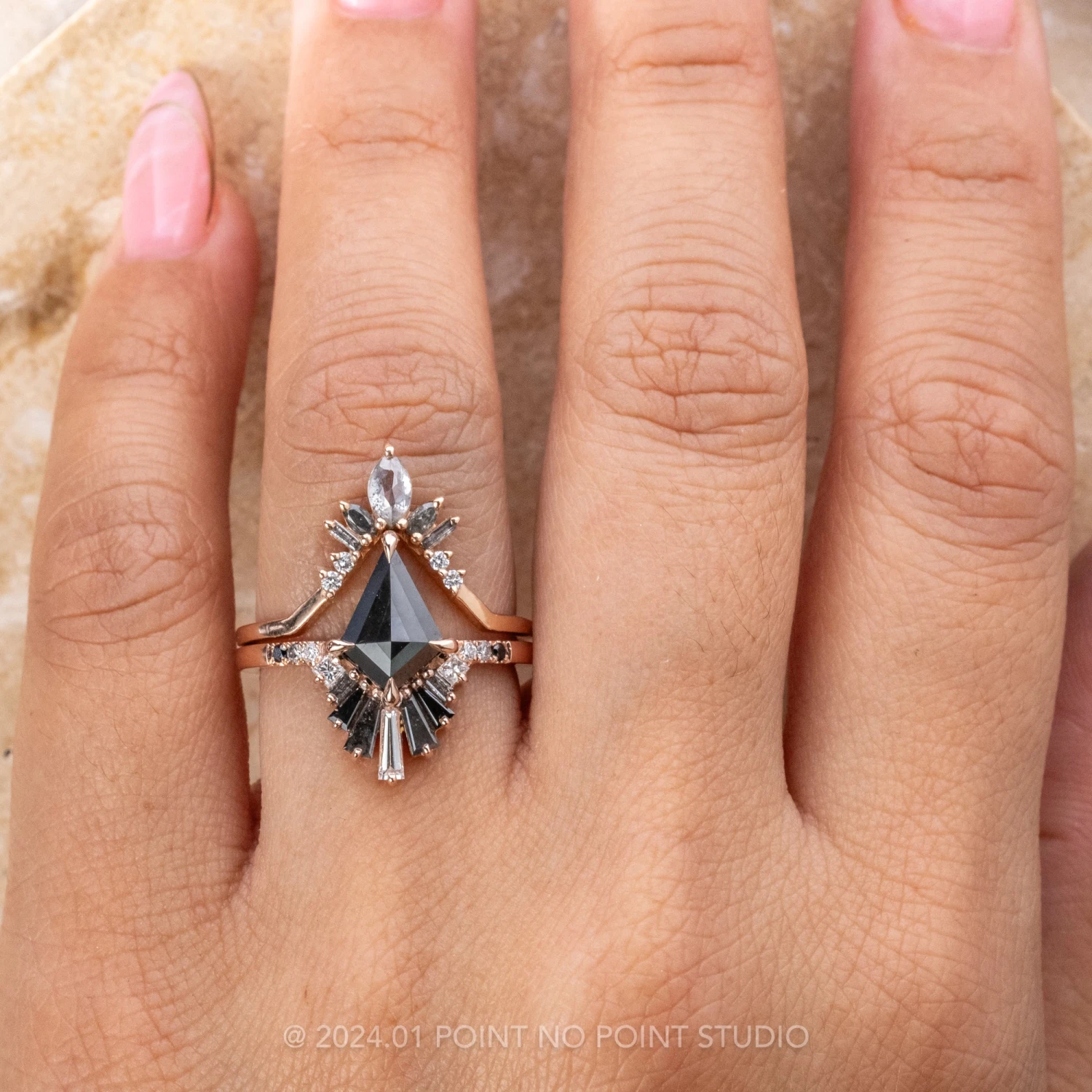 2.04 Carat Black Kite Diamond Engagement Ring, Ombre Wren Setting, 14k Rose Gold 2 2.04 Carat Black Kite Diamond Engagement Ring, Ombre Wren Setting, 14k Rose Gold - Image 2