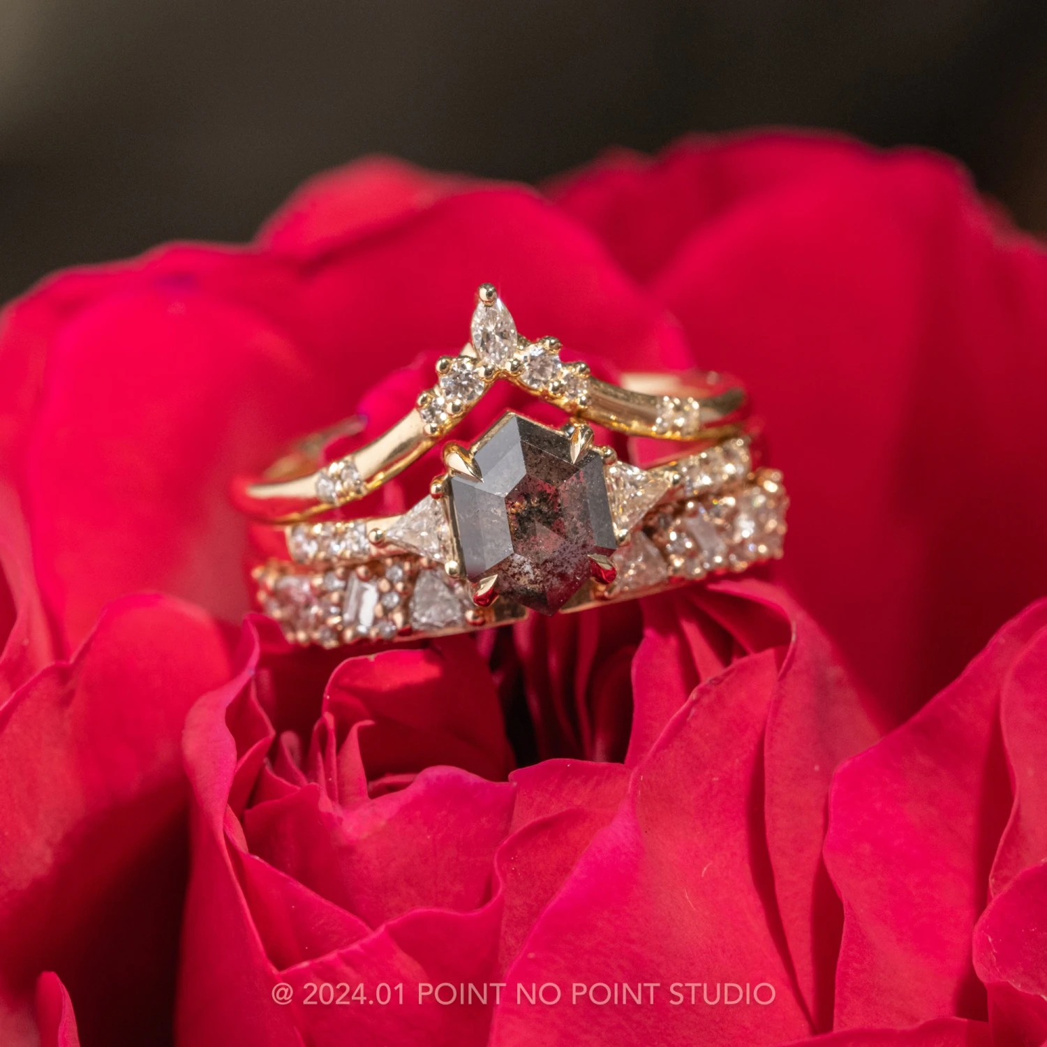 Diamond Wedding Cuff, Stardust Setting, 14K Yellow Gold 7 Diamond Wedding Cuff, Stardust Setting, 14K Yellow Gold - Image 7