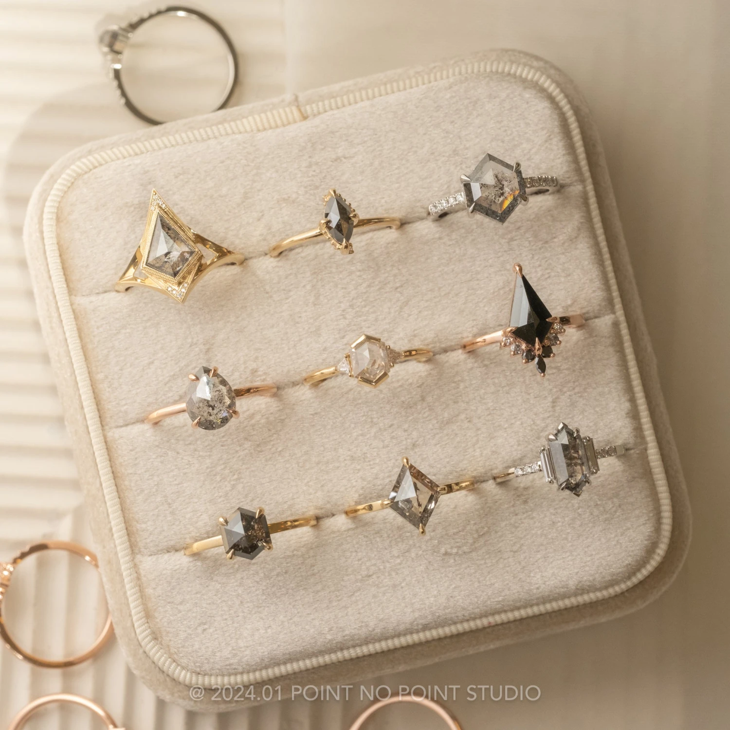 1.33 Carat Black Kite Diamond Engagement Ring, Ombre Ava Setting, 14K Rose Gold 4 1.33 Carat Black Kite Diamond Engagement Ring, Ombre Ava Setting, 14K Rose Gold - Image 4