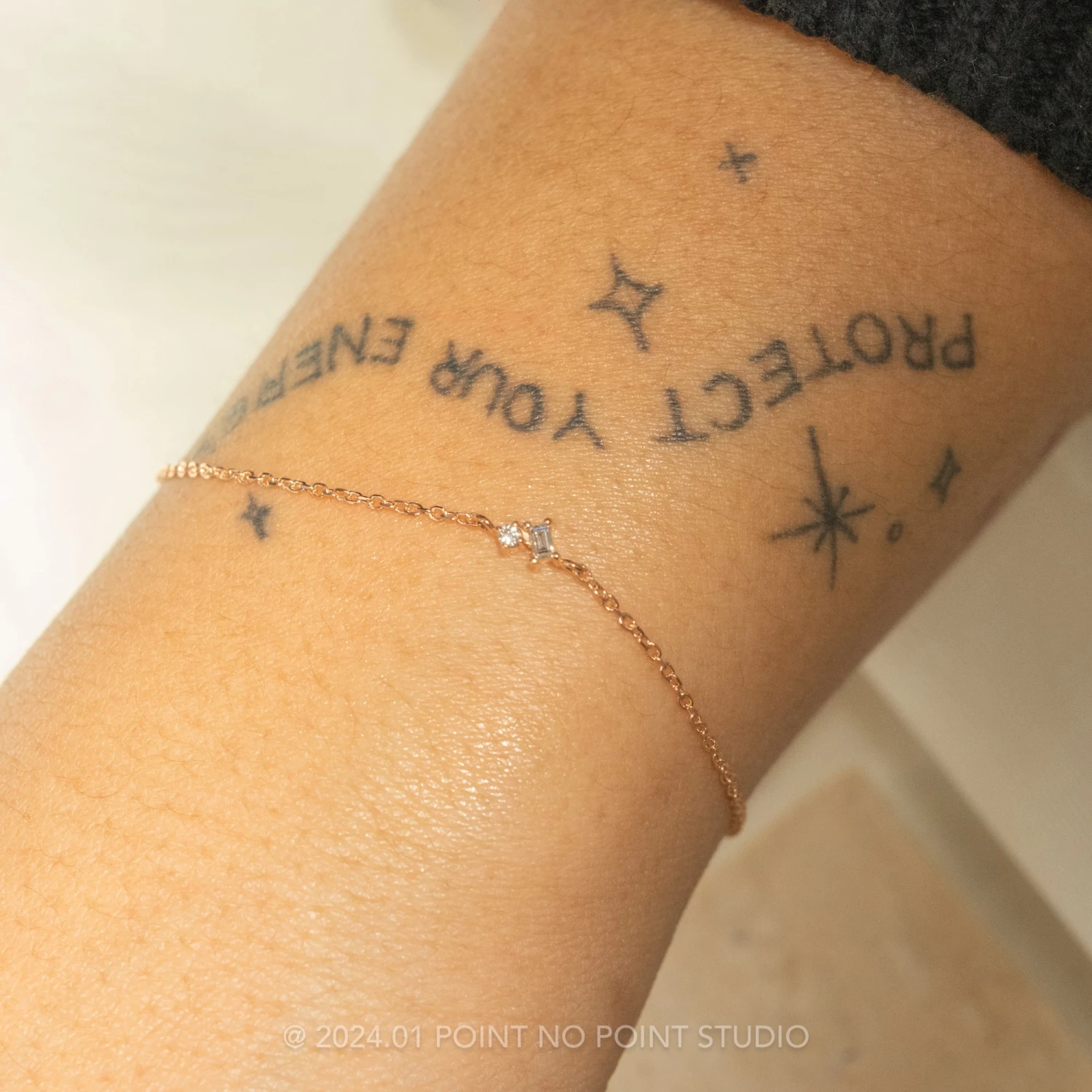 .05tcw White Diamond Bracelet, 14k Rose Gold 2 .05tcw White Diamond Bracelet, 14k Rose Gold - Image 2