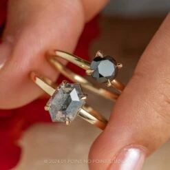 1.84 Carat Salt And Pepper Hexagon Diamond Engagement Ring, Jane Setting, 14K Yellow Gold 9 1.84 Carat Salt And Pepper Hexagon Diamond Engagement Ring, Jane Setting, 14K Yellow Gold -Point No Point Studio Store 20240119 SFS0050