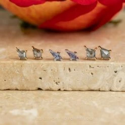 Lab-Grown Kite Alexandrite Studs, 14k White Gold Earrings 11 Lab-Grown Kite Alexandrite Studs, 14k White Gold Earrings -Point No Point Studio Store 20240119 SFS0083