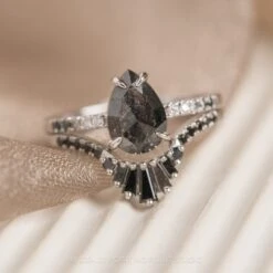 Black Baguette Diamond Wedding Band, Wren Setting, 14k White Gold -Point No Point Studio Store 20240126 SFS0088 4fa4e1ee 6632 4ad6 bccd c61e983f015f