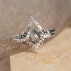 .75 Carat Salt And Pepper Kite Diamond Engagement Ring, Avaline Setting, Platinum 7 .75 Carat Salt And Pepper Kite Diamond Engagement Ring, Avaline Setting, Platinum -Point No Point Studio Store 20240126 SFS0094
