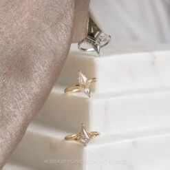 1.13 Carat Icy Salt And Pepper Kite Diamond Engagement Ring, Charlie Setting, 14K Yellow Gold -Point No Point Studio Store 20240126 SFS0103 Edit