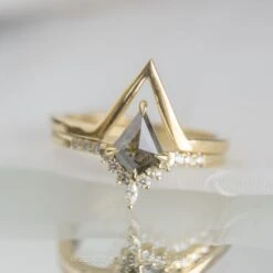 1.23 Carat Black Speckled Kite Diamond Engagement Ring, Avaline Setting, 14K Yellow Gold 9 1.23 Carat Black Speckled Kite Diamond Engagement Ring, Avaline Setting, 14K Yellow Gold -Point No Point Studio Store 20240202 SFS0068 32aa595e 6c61 42bf 8dd1 aeed12196bff