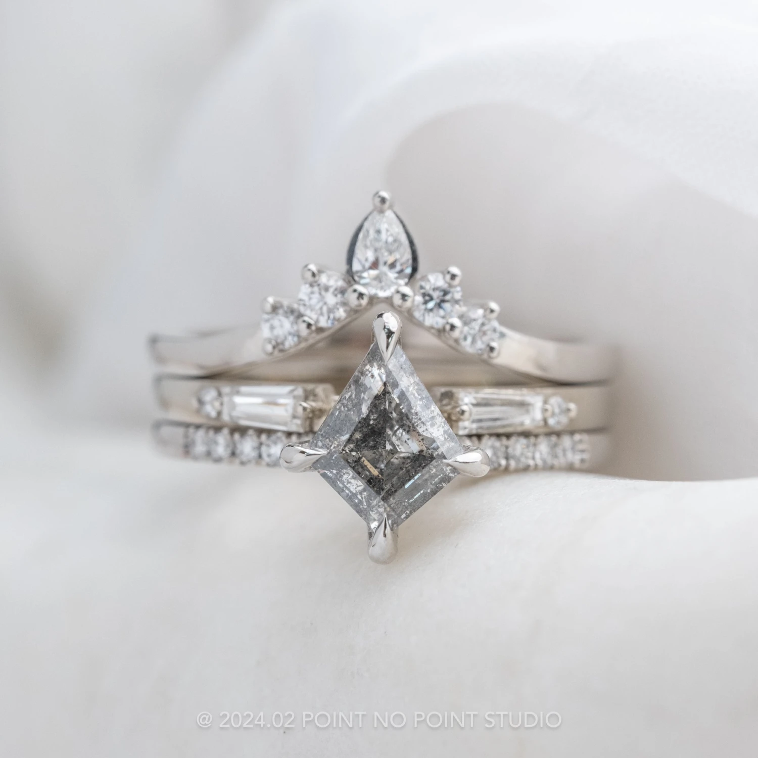 1.29 Carat Canadian Salt And Pepper Kite Diamond Engagement Ring, Jules Setting, Platinum 2 1.29 Carat Canadian Salt And Pepper Kite Diamond Engagement Ring, Jules Setting, Platinum - Image 2