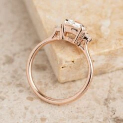 1.54 Carat Hexagon Moissanite Engagement Ring, Lea Setting, 14K Rose Gold -Point No Point Studio Store 20240202 SFS0084