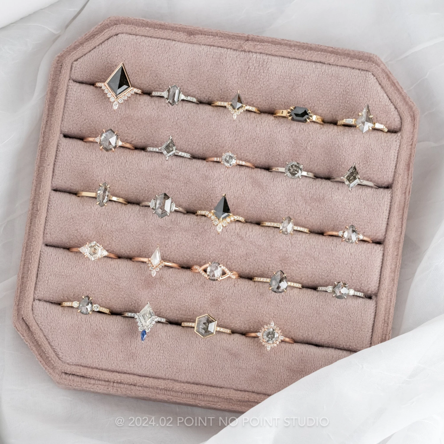 1.23 Carat Black Speckled Kite Diamond Engagement Ring, Avaline Setting, 14K Yellow Gold 5 1.23 Carat Black Speckled Kite Diamond Engagement Ring, Avaline Setting, 14K Yellow Gold - Image 5