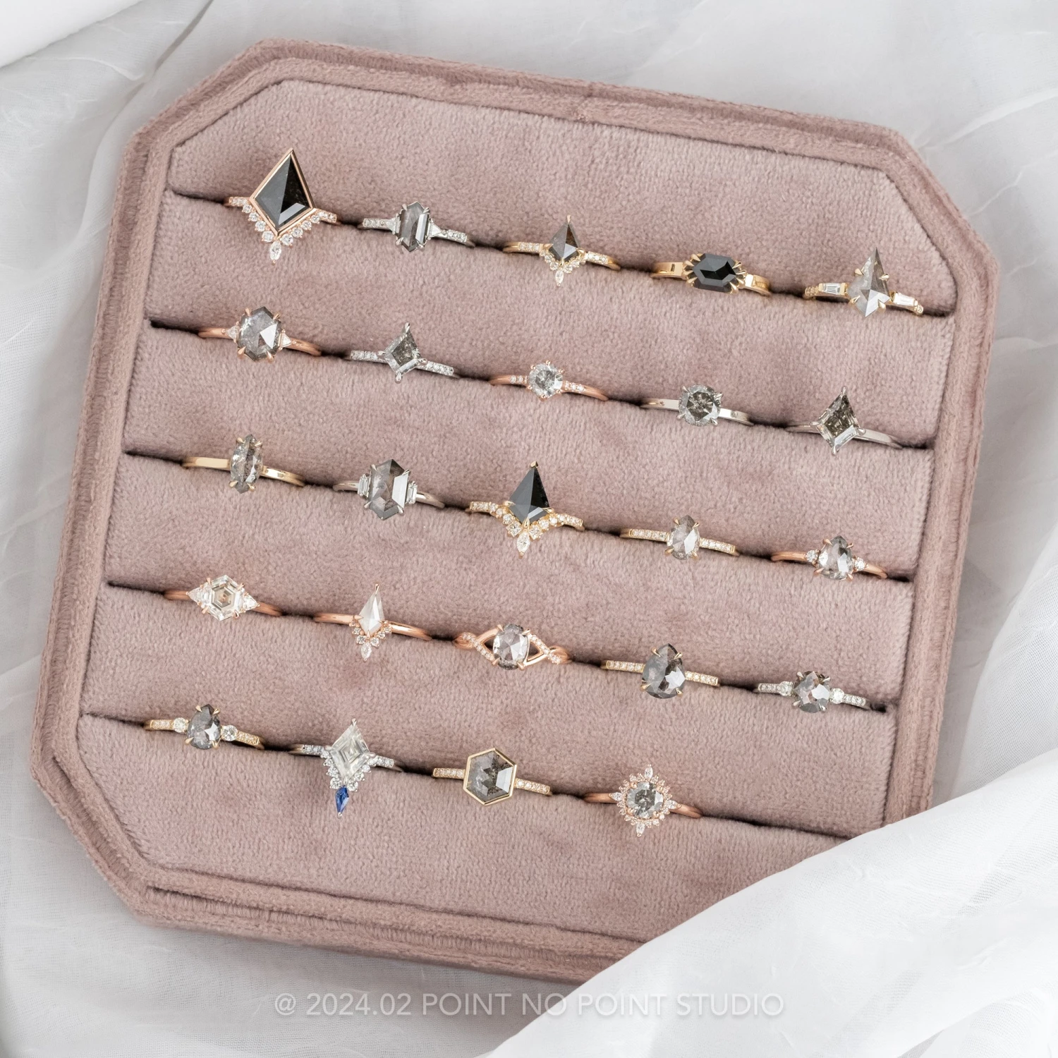 1.39 Carat Salt And Pepper Kite Diamond Engagement Ring, Eliza Setting, 14K Yellow Gold 4 1.39 Carat Salt And Pepper Kite Diamond Engagement Ring, Eliza Setting, 14K Yellow Gold - Image 4