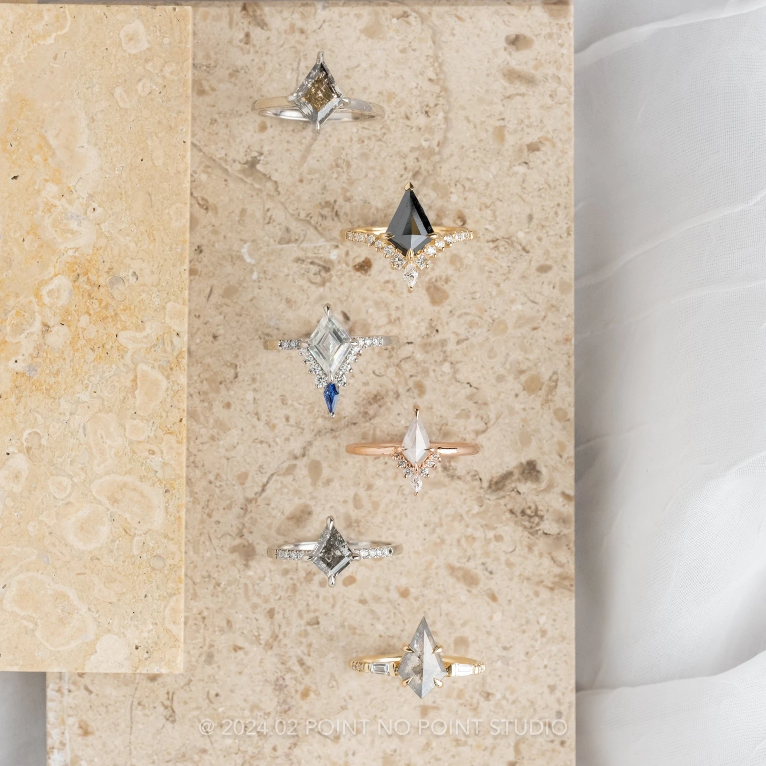 1.39 Carat Salt And Pepper Kite Diamond Engagement Ring, Eliza Setting, 14K Yellow Gold 5 1.39 Carat Salt And Pepper Kite Diamond Engagement Ring, Eliza Setting, 14K Yellow Gold - Image 5